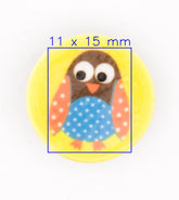 Kinderknoop met Vrolijk Uiltje - Geel - 11x15 mm Knopen KNP00063